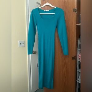 Zara Teal Long Sleeve Dress